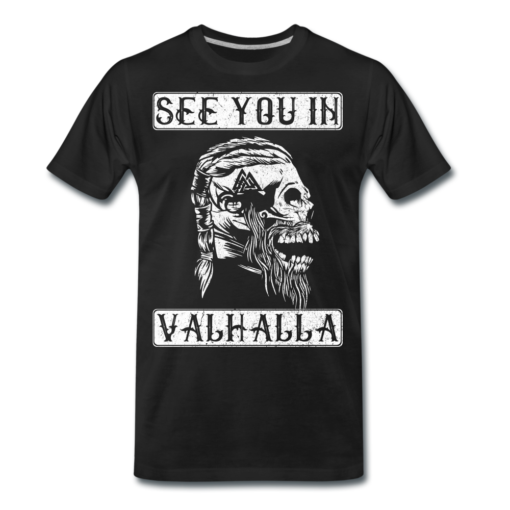 Wikinger Totenkopf See You In Valhalla Männer Premium T-Shirt - Schwarz