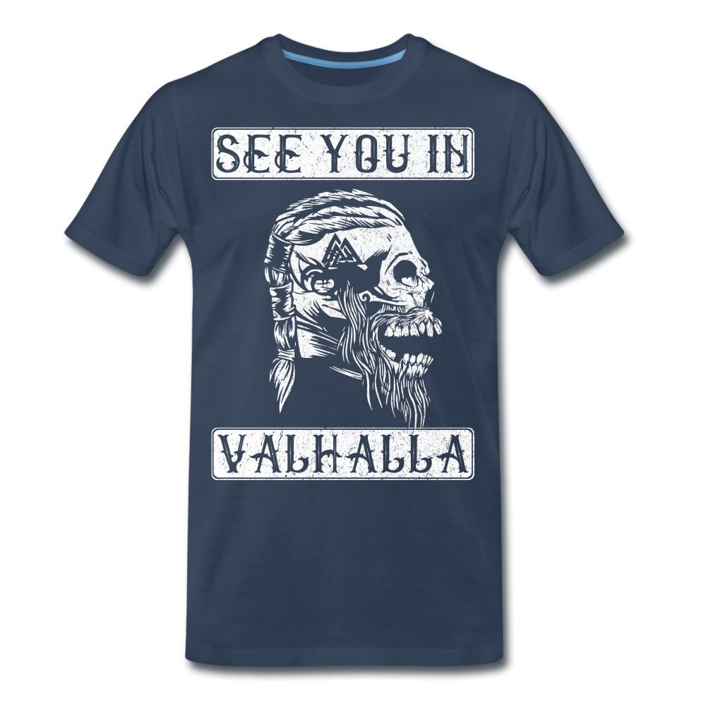 Wikinger Totenkopf See You In Valhalla Männer Premium T-Shirt - Navy