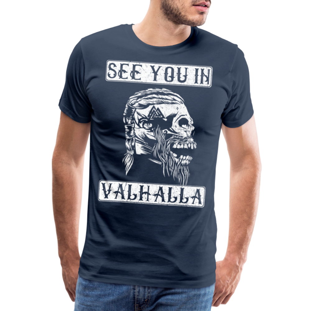 Wikinger Totenkopf See You In Valhalla Männer Premium T-Shirt - Navy