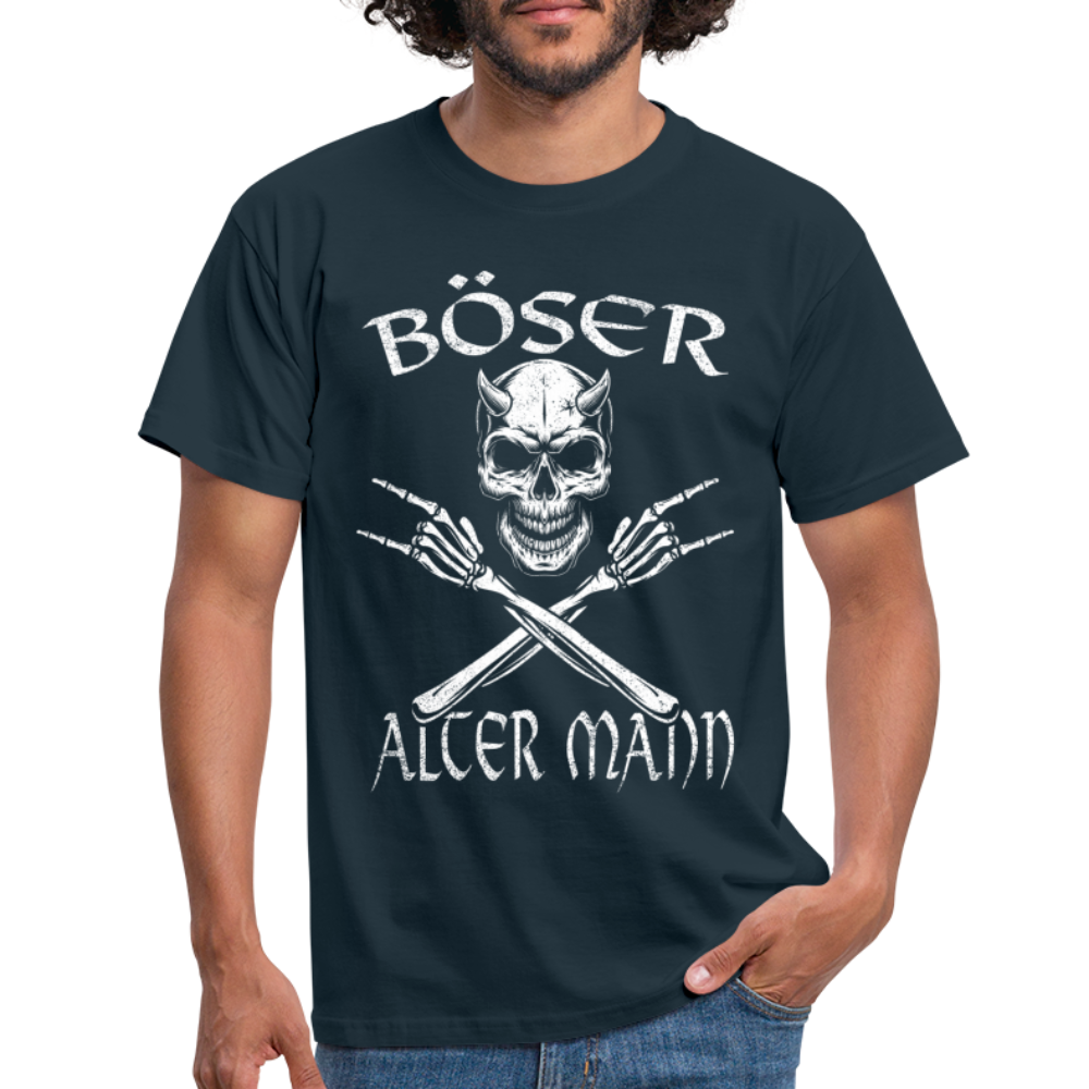 Totenkopf Böser alter Mann Lustiges T-Shirt - Navy