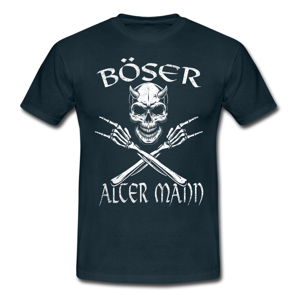 Totenkopf Böser alter Mann Lustiges T-Shirt - Navy