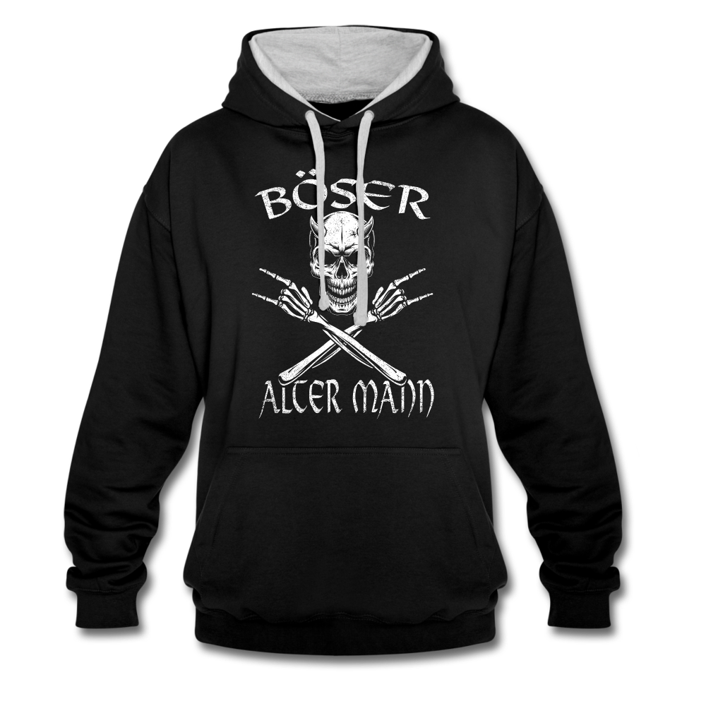 Totenkopf Böser alter Mann Lustiger Hoodie - Schwarz/Grau meliert