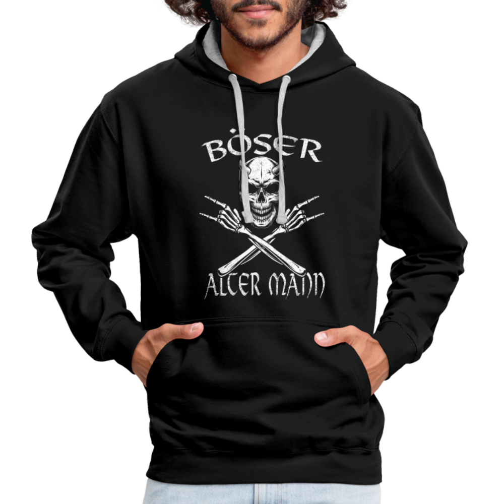 Totenkopf Böser alter Mann Lustiger Hoodie - Schwarz/Grau meliert