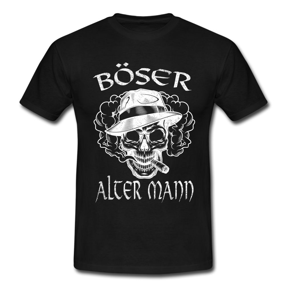 Totenkopf Böser alter Mann Lustiges T-Shirt - Schwarz