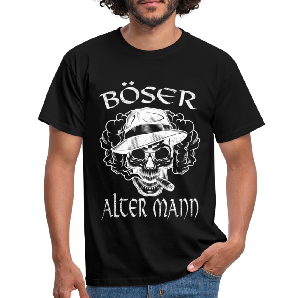 Totenkopf Böser alter Mann Lustiges T-Shirt - Schwarz