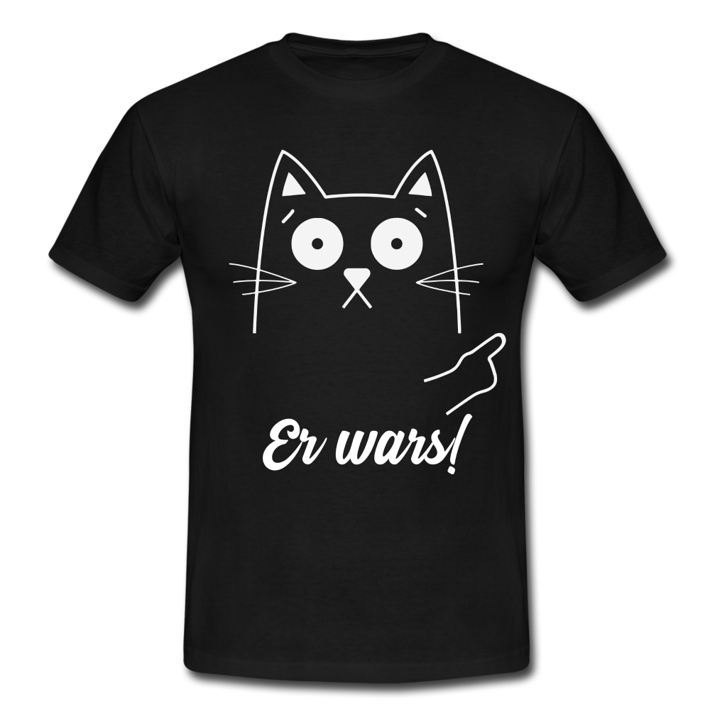 Lustige Katze er wars T-Shirt - Schwarz