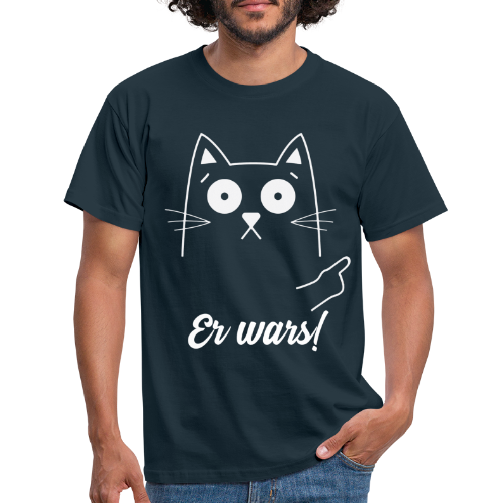 Lustige Katze er wars T-Shirt - Navy