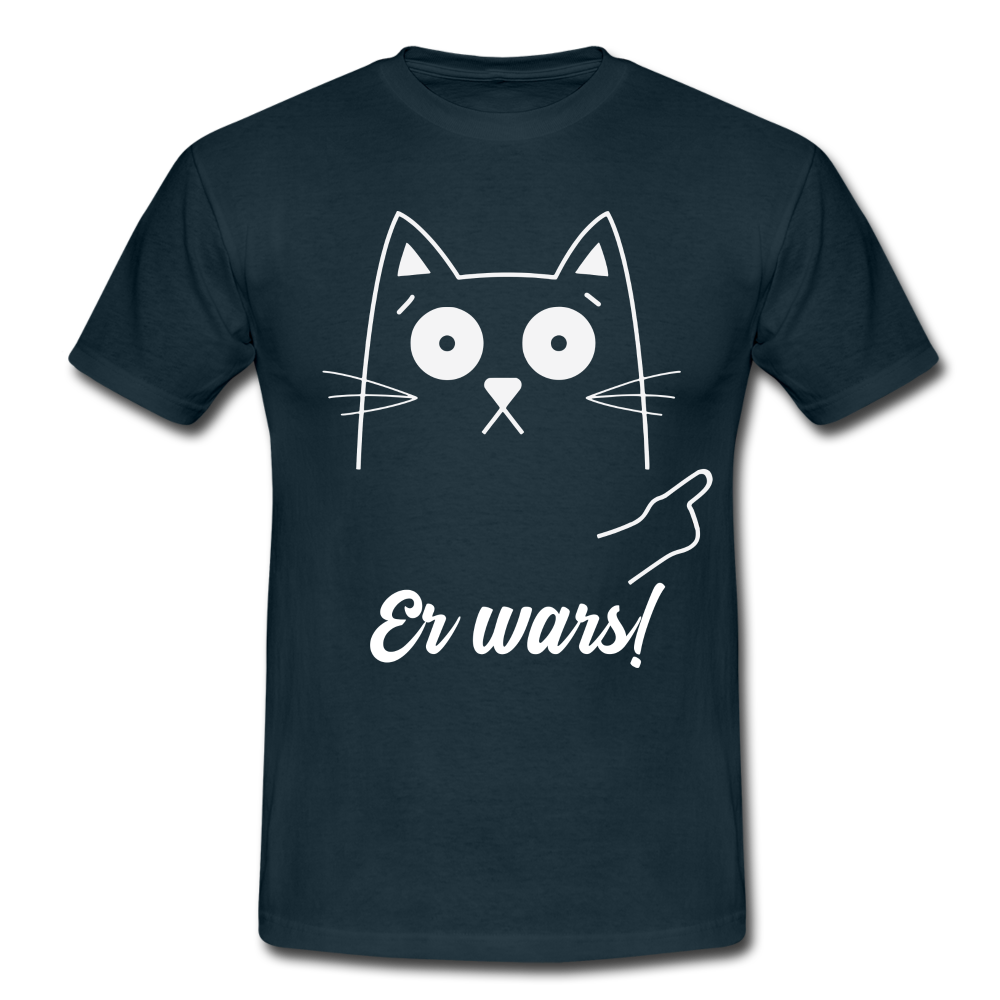 Lustige Katze er wars T-Shirt - Navy