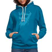 Gamer Zocken WASD Tasten Lustiger Gaming Premium Hoodie - Pfauenblau/Grau meliert