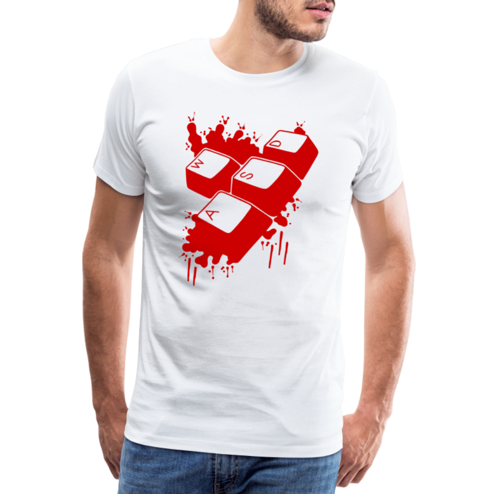 Gamer Zocken WASD Tasten Lustiges Gaming Premium T-Shirt - Weiß