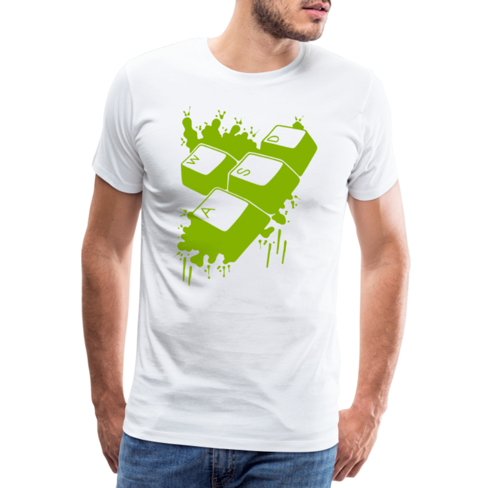 Gamer Zocken WASD Tasten Lustiges Gaming Premium T-Shirt - Weiß