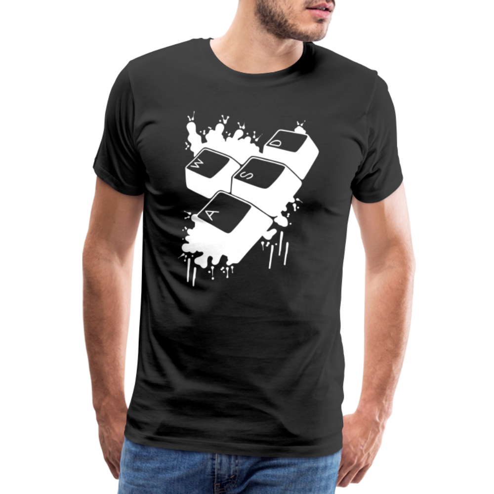 Gamer Zocken WASD Tasten Lustiges Gaming Premium T-Shirt - Schwarz