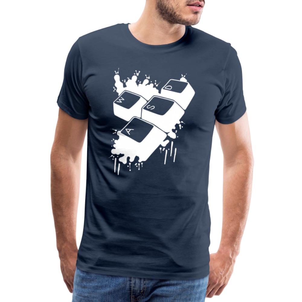Gamer Zocken WASD Tasten Lustiges Gaming Premium T-Shirt - Navy