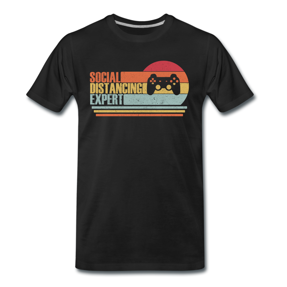 Gamer Zocker Social Distancing Experte Gaming Premium T-Shirt - Schwarz