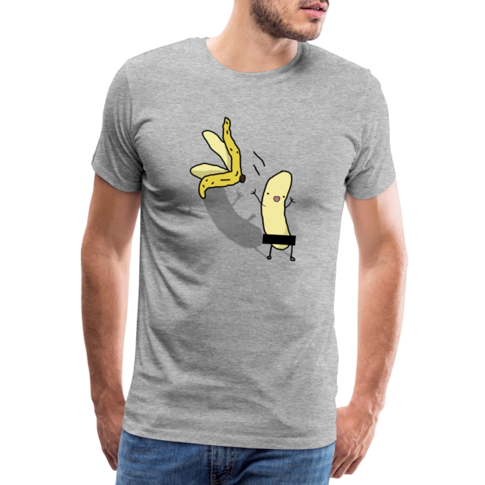 Strippende Banane Lustiges Premium T-Shirt - Grau meliert