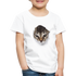 Süße Katze schaut durch zerrissenes Shirt Kinder Premium T-Shirt - Weiß