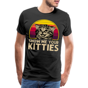 Katzenliebhaber T-Shirt Show me your Kitties Retro Style - Schwarz