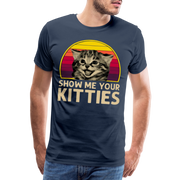 Katzenliebhaber T-Shirt Show me your Kitties Retro Style - Navy
