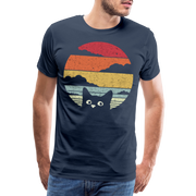 Katzenliebhaber süße Katze Retro Style Geschenk T-Shirt - Navy