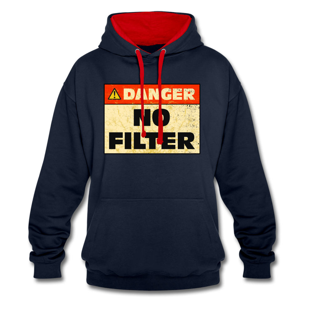 Danger NO Filter Lustiger Hoodie - Navy/Rot