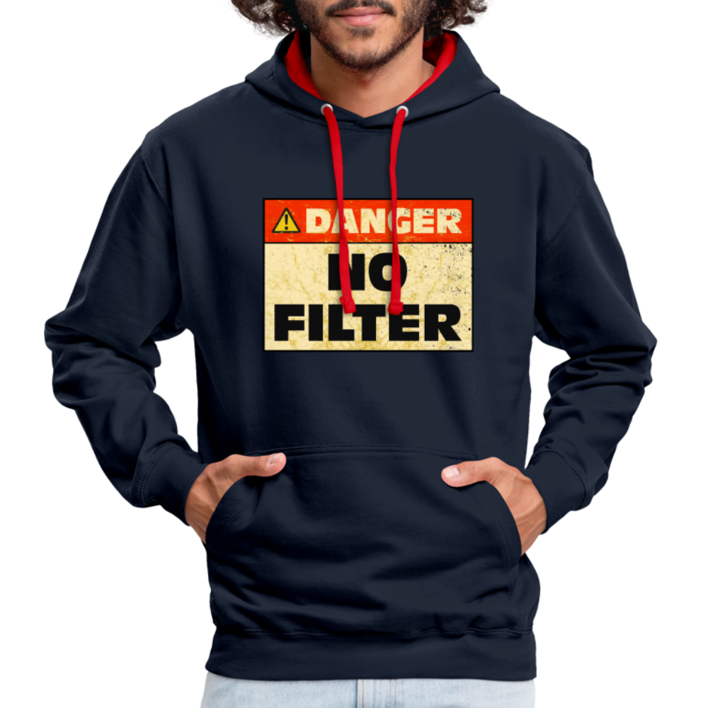 Danger NO Filter Lustiger Hoodie - Navy/Rot