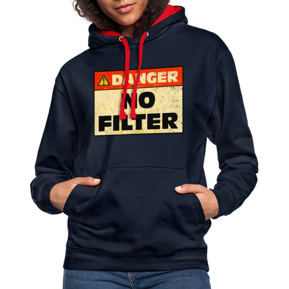 Danger NO Filter Lustiger Hoodie - Navy/Rot