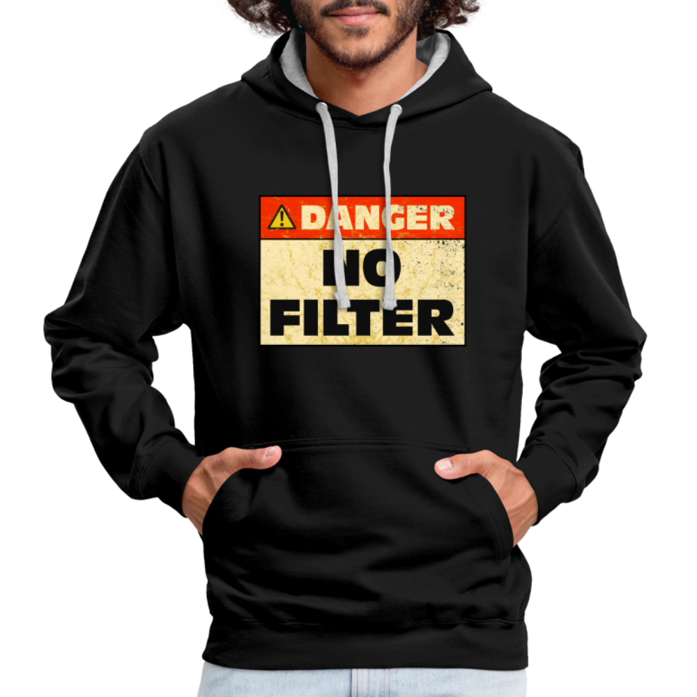 Danger NO Filter Lustiger Hoodie - Schwarz/Grau meliert