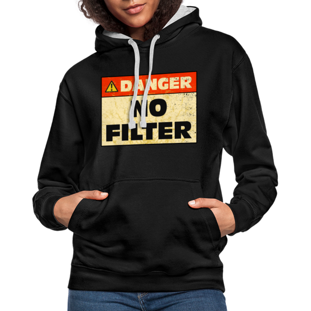 Danger NO Filter Lustiger Hoodie - Schwarz/Grau meliert