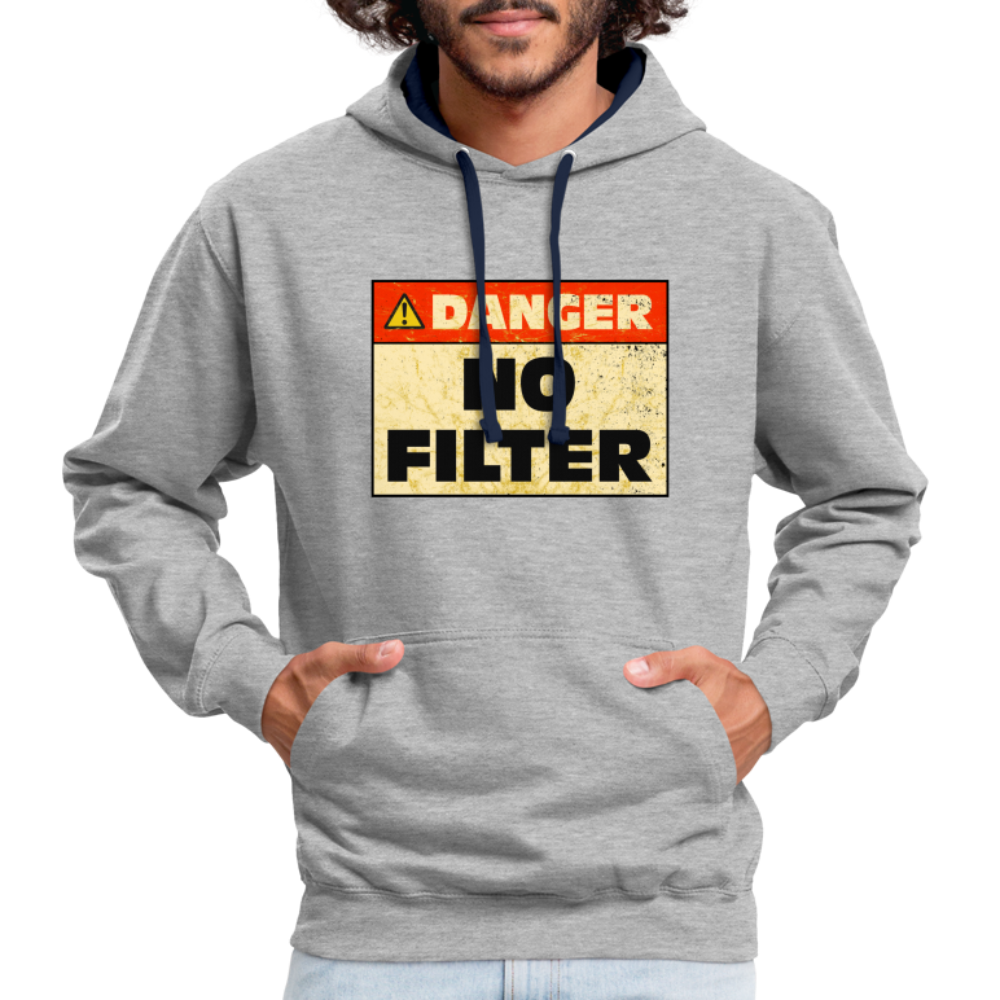 Danger NO Filter Lustiger Hoodie - Grau meliert/Navy