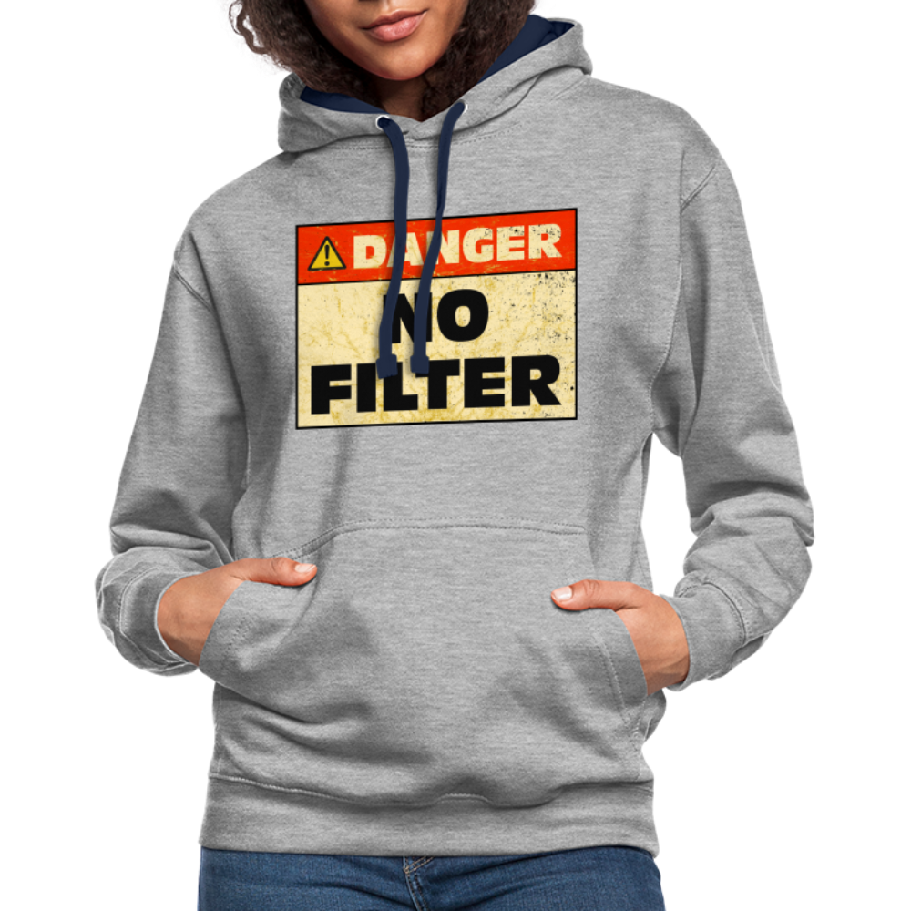 Danger NO Filter Lustiger Hoodie - Grau meliert/Navy