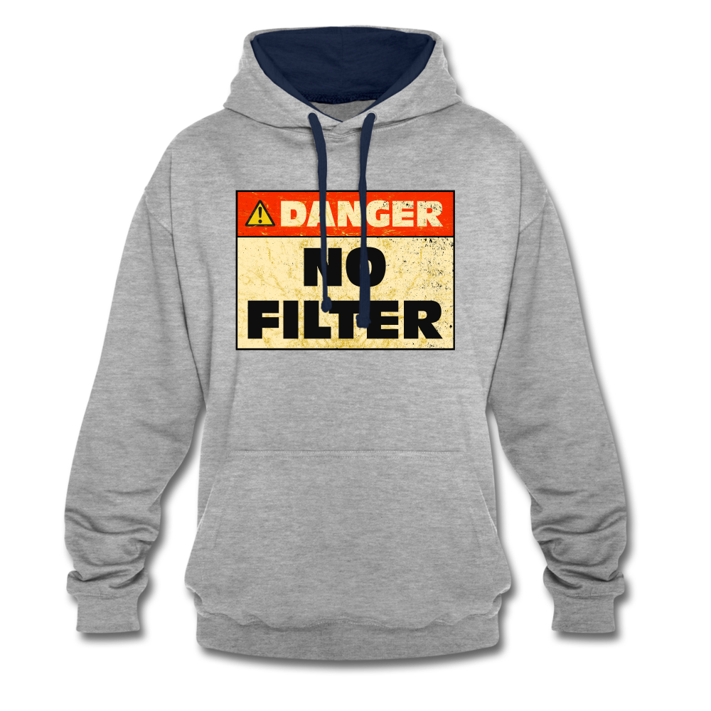 Danger NO Filter Lustiger Hoodie - Grau meliert/Navy