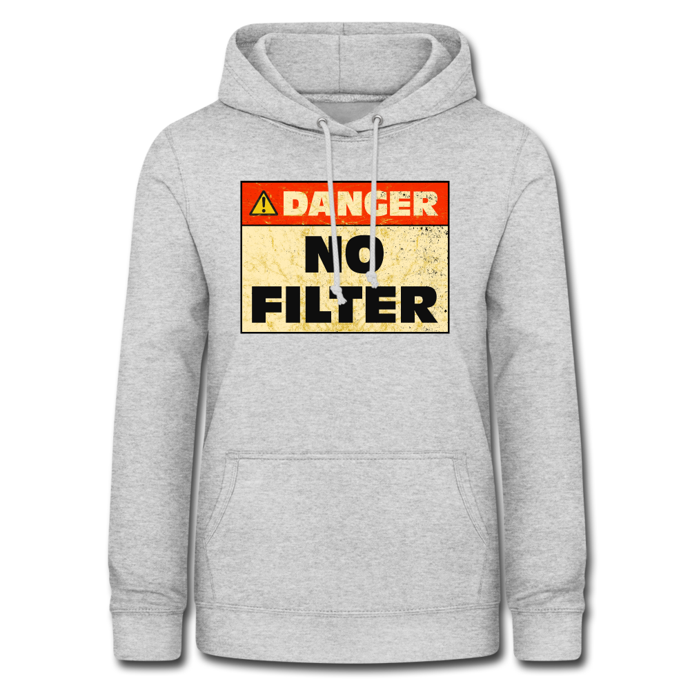 Danger NO Filter Lustiger Frauen Hoodie - Hellgrau meliert