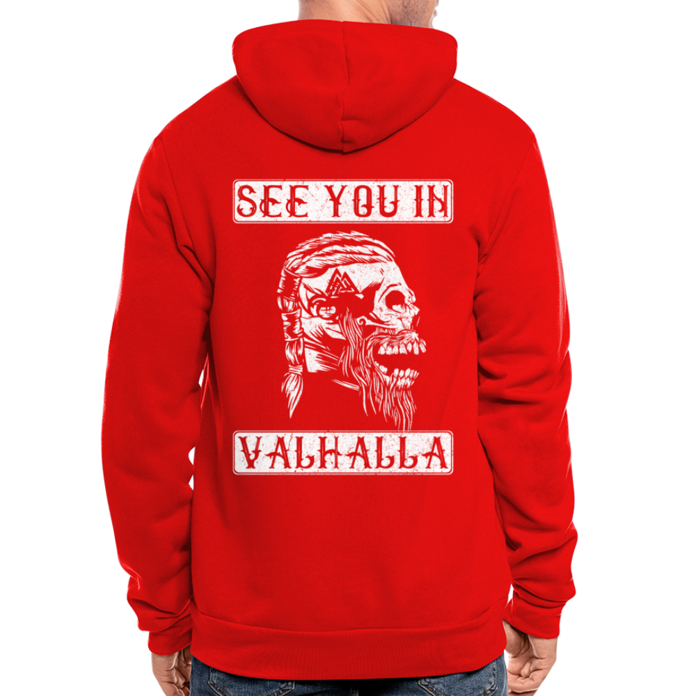 Wikinger Viking Totenkopf See You in Valhalla Kapuzenjacke - klassisch Rot
