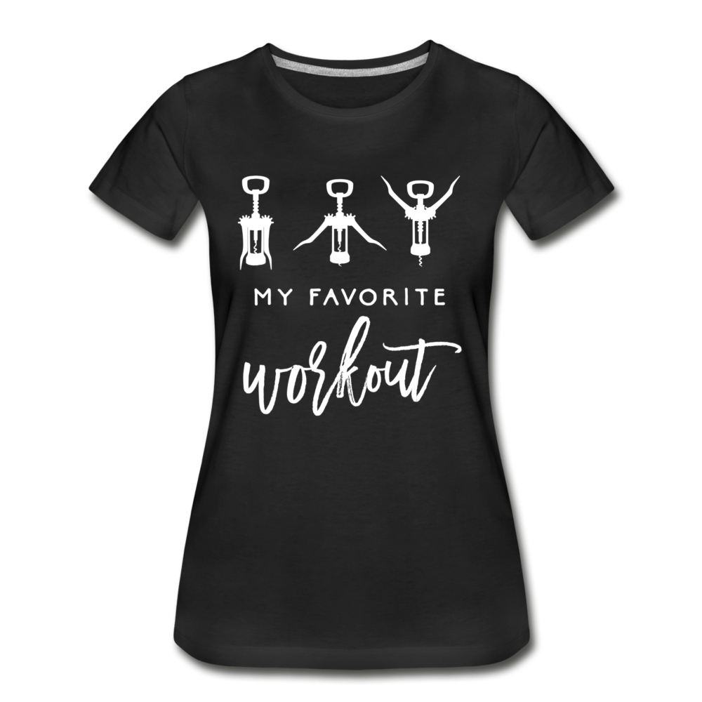 Korkenzieher Workout my favorite workout Lustiges Frauen Bio T-Shirt - Schwarz