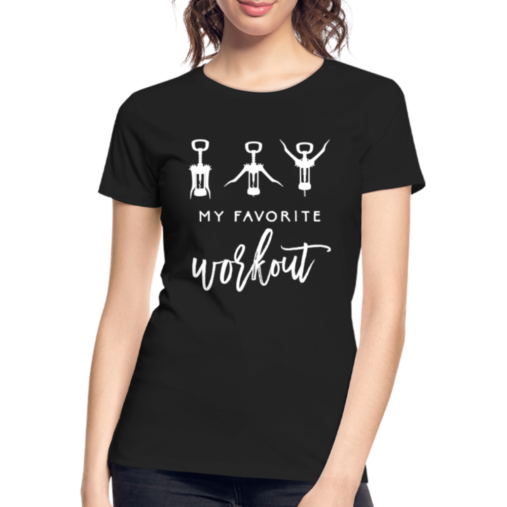 Korkenzieher Workout my favorite workout Lustiges Frauen Bio T-Shirt - Schwarz