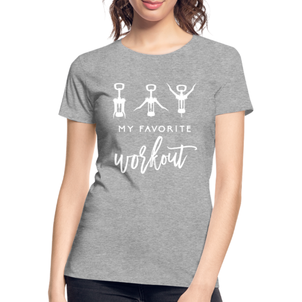 Korkenzieher Workout my favorite workout Lustiges Frauen Bio T-Shirt - Grau meliert