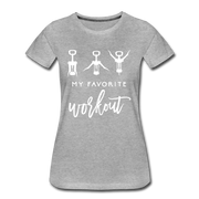 Korkenzieher Workout my favorite workout Lustiges Frauen Bio T-Shirt - Grau meliert