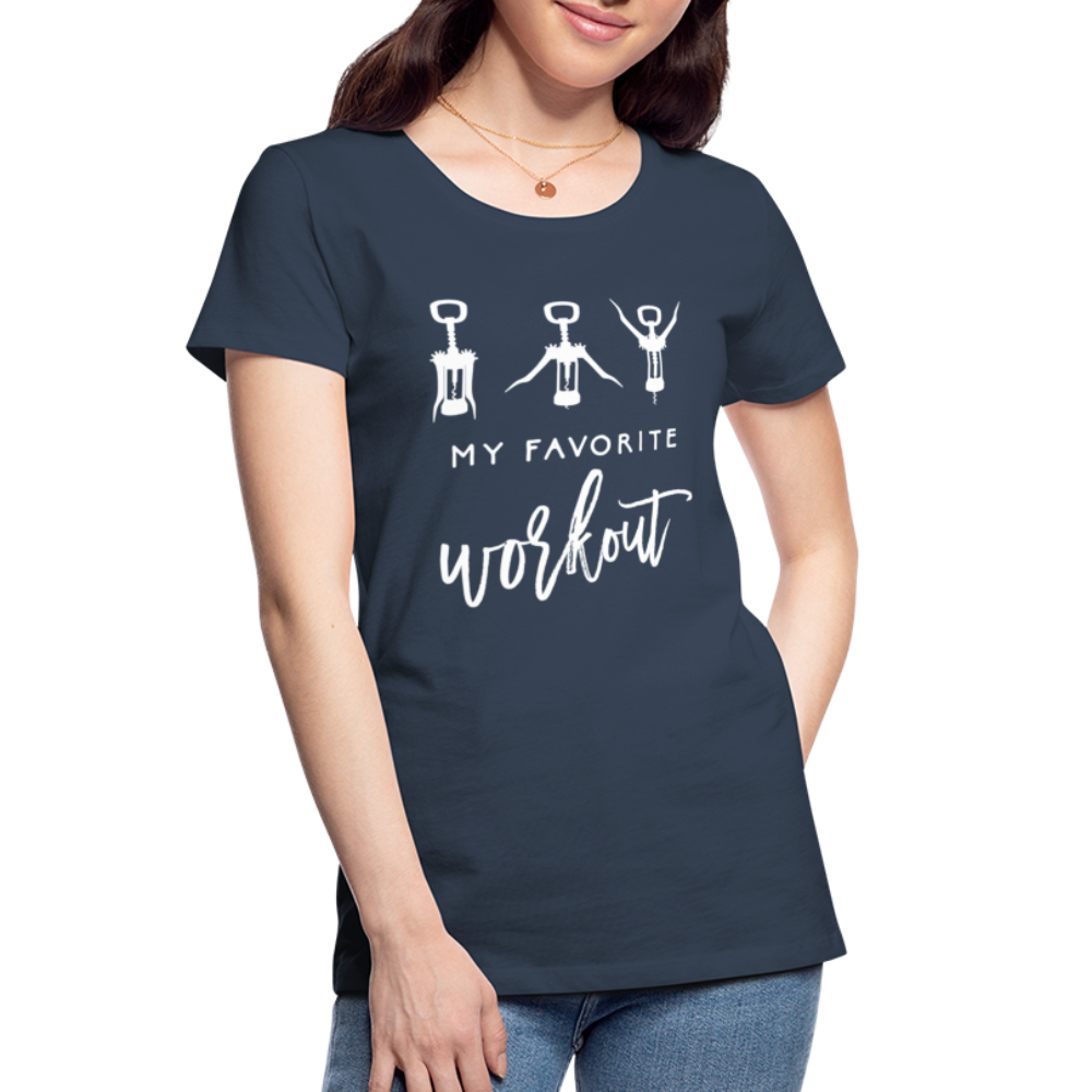 Korkenzieher Workout my favorite workout Lustiges Frauen Bio T-Shirt - Navy