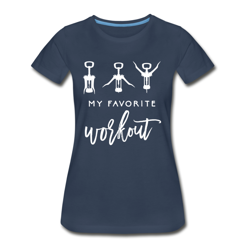 Korkenzieher Workout my favorite workout Lustiges Frauen Bio T-Shirt - Navy