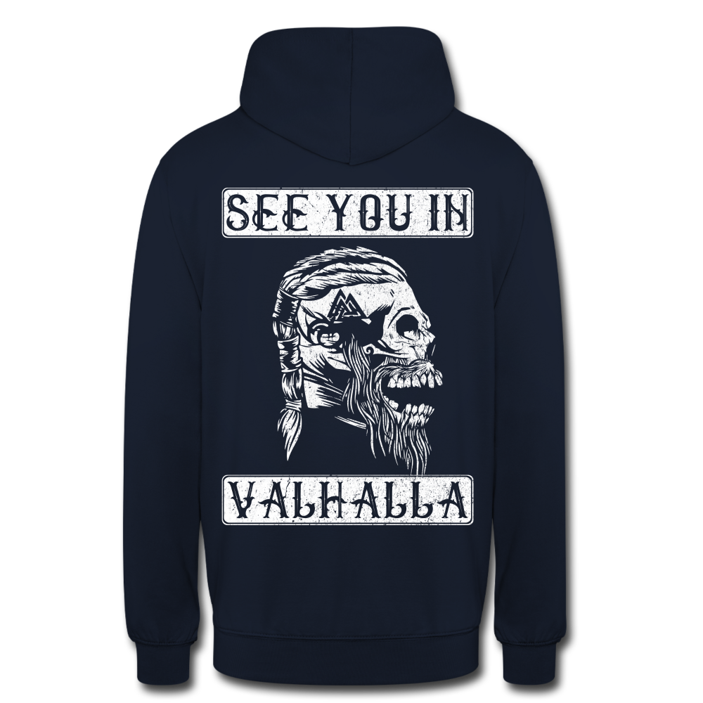 Wikinger Viking Totenkopf See You in Valhalla Unisex Hoodie - Navy