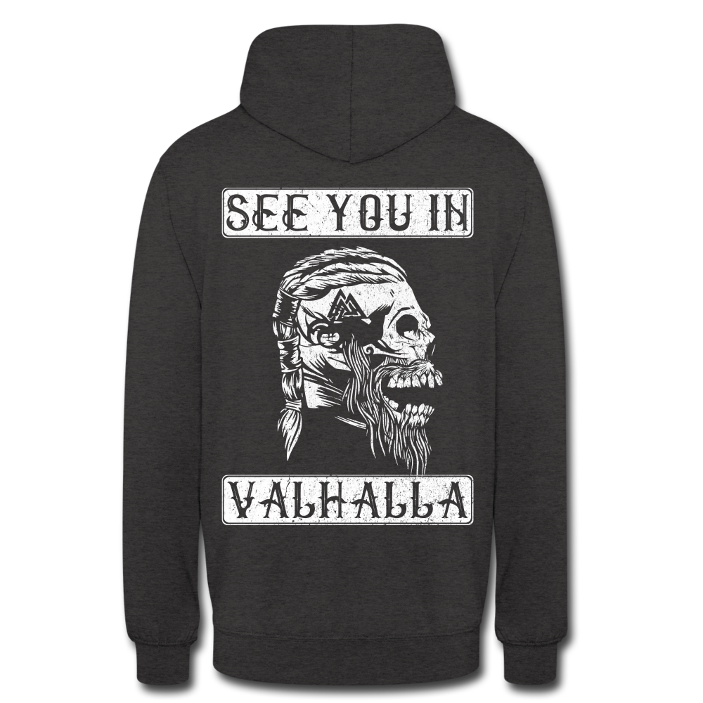 Wikinger Viking Totenkopf See You in Valhalla Unisex Hoodie - Anthrazit