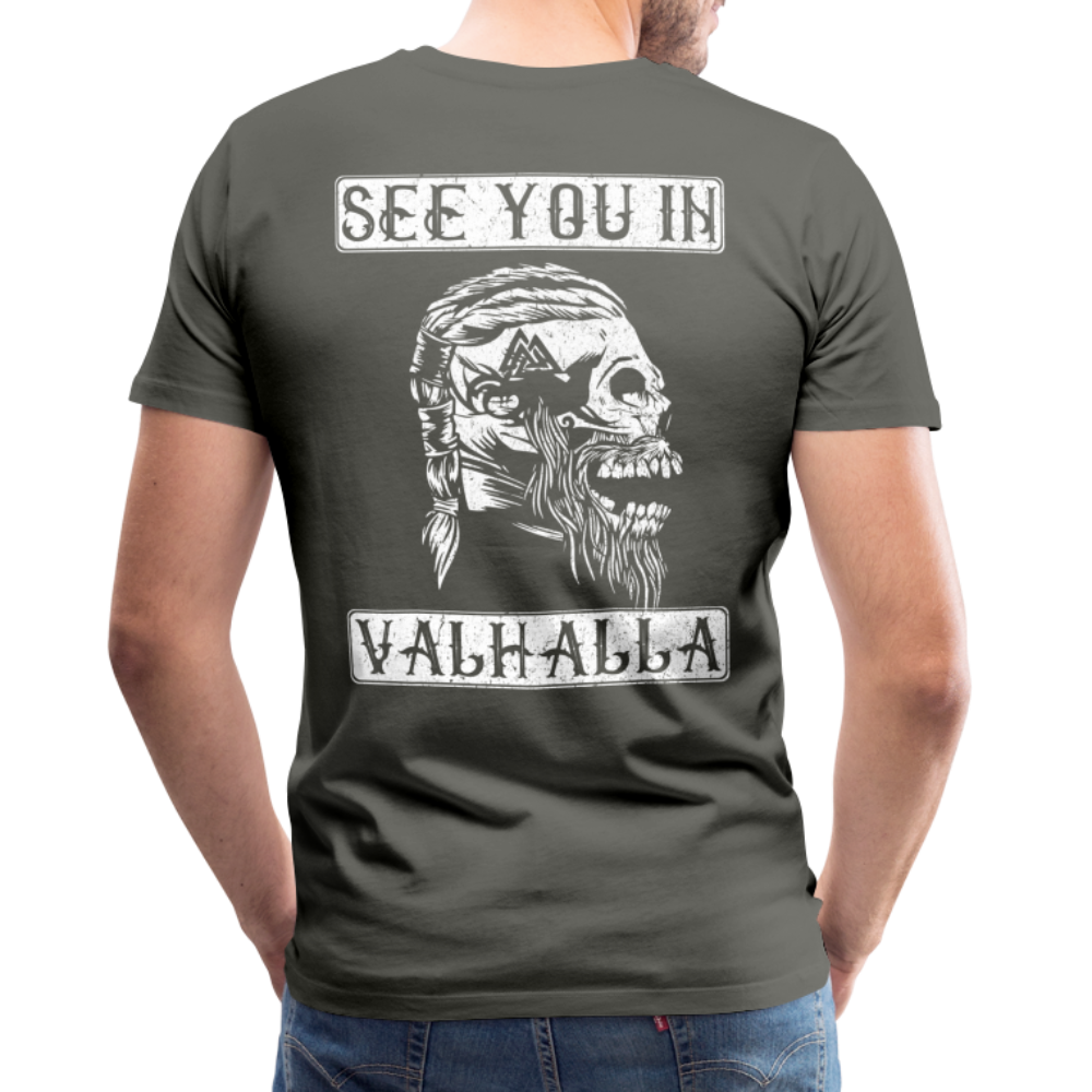 Wikinger Viking Totenkopf See You in Valhalla T-Shirt - Asphalt