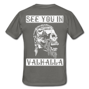 Wikinger Viking Totenkopf See You in Valhalla T-Shirt - Graphit