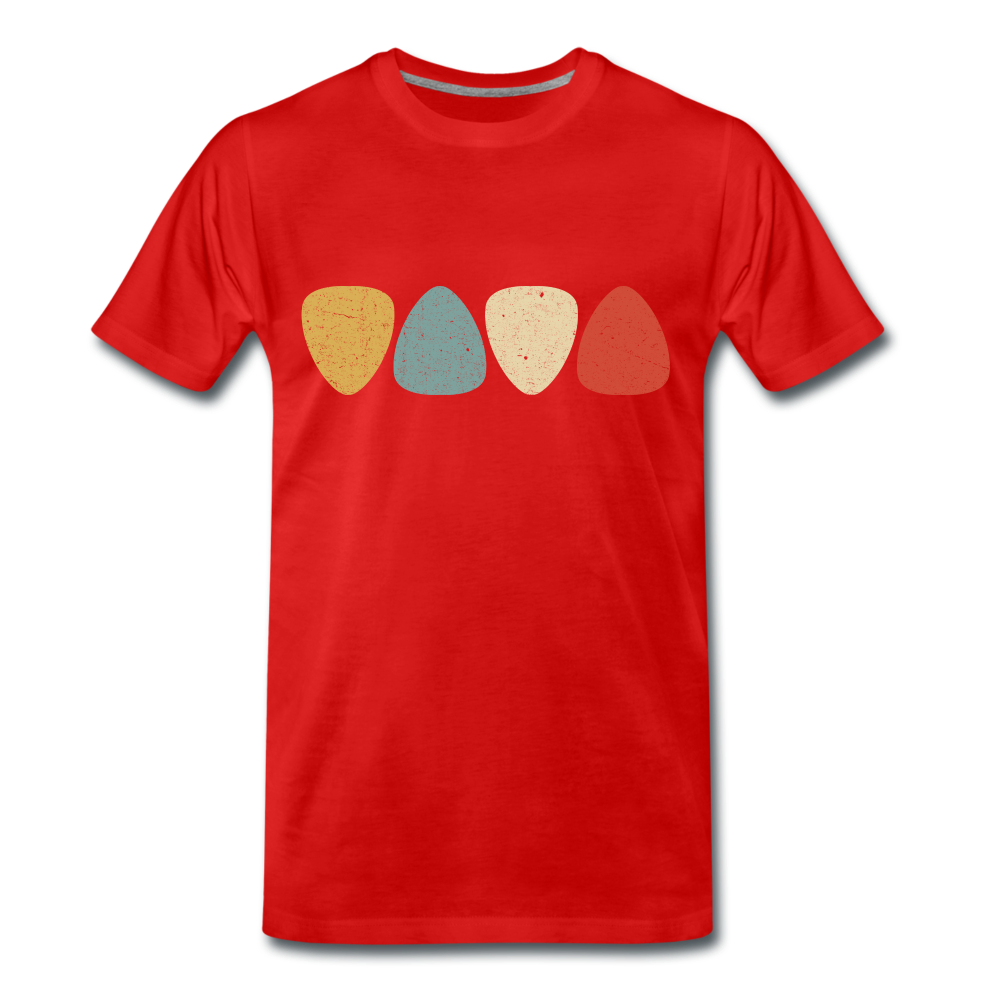 Gitarre Gitarrist Shirt Plektrum Retro Style T-Shirt - Rot