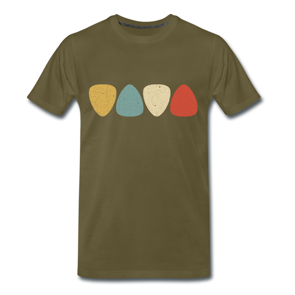 Gitarre Gitarrist Shirt Plektrum Retro Style T-Shirt - Khaki