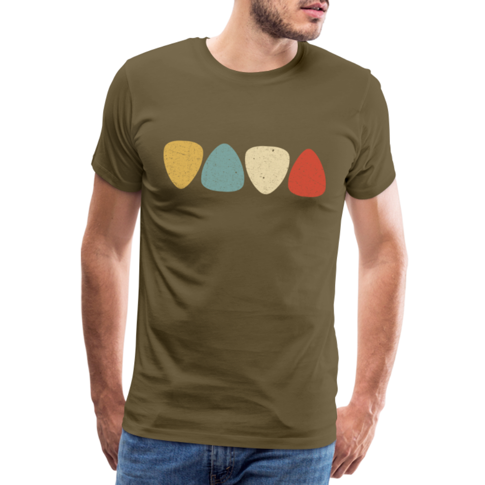 Gitarre Gitarrist Shirt Plektrum Retro Style T-Shirt - Khaki