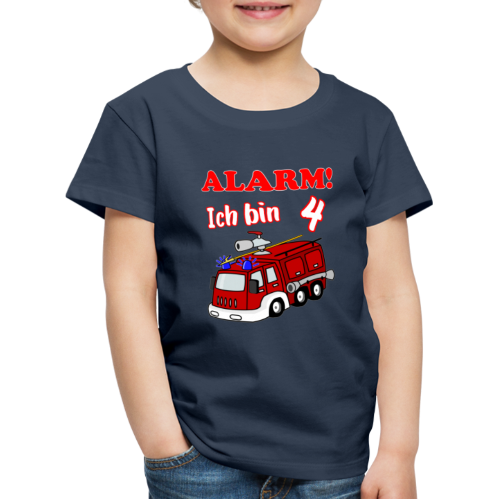 4. Geburtstag Feuerwehrauto ALARM ich bin 4 Kinder T-Shirt - Navy