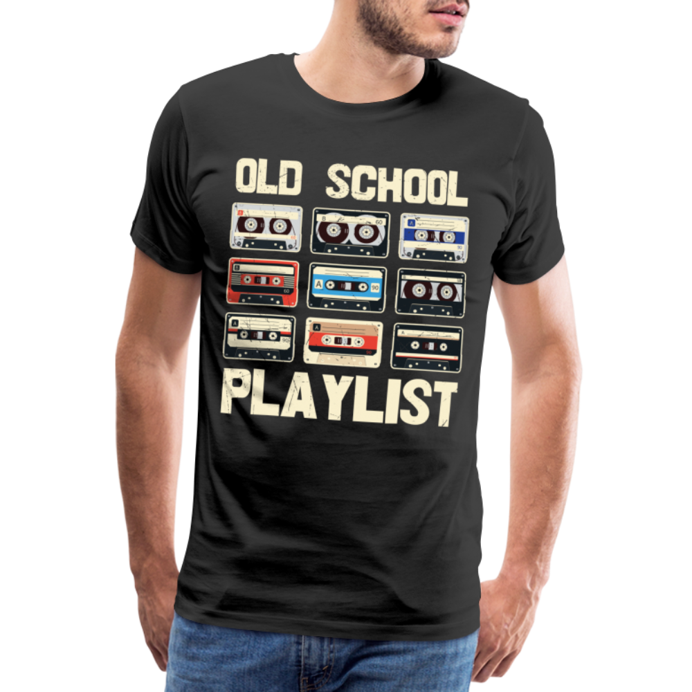 Oldschool Playlist Musik Kassette Retro T-Shirt - Schwarz