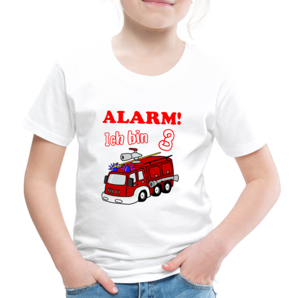 3. Geburtstag Feuerwehrauto ALARM ich bin 3 Kinder T-Shirt - Weiß