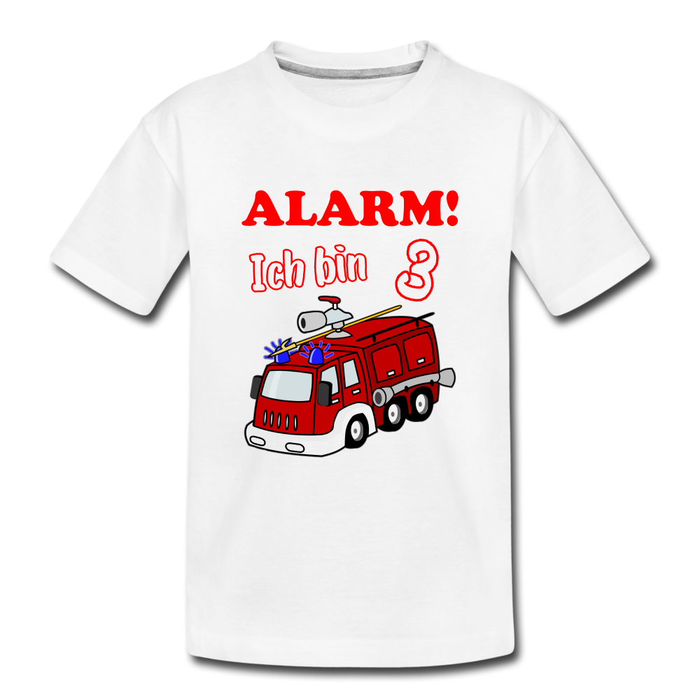 3. Geburtstag Feuerwehrauto ALARM ich bin 3 Kinder T-Shirt - Weiß